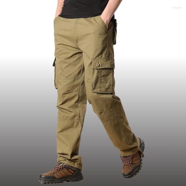 Männer Hosen Frühling Cargo Männer Casual Multi Taschen Militärische Taktische Männliche Outwear Armee Gerade Hosen Lange Hosen Plus Größe 44