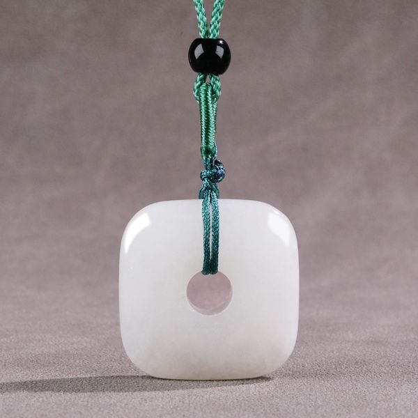 Natural quadrado branco jade pedra preciosa colar pingente colar pingentes de diamante corrente pedra branca namorada bonito jóias simples jóias jóias preciosas