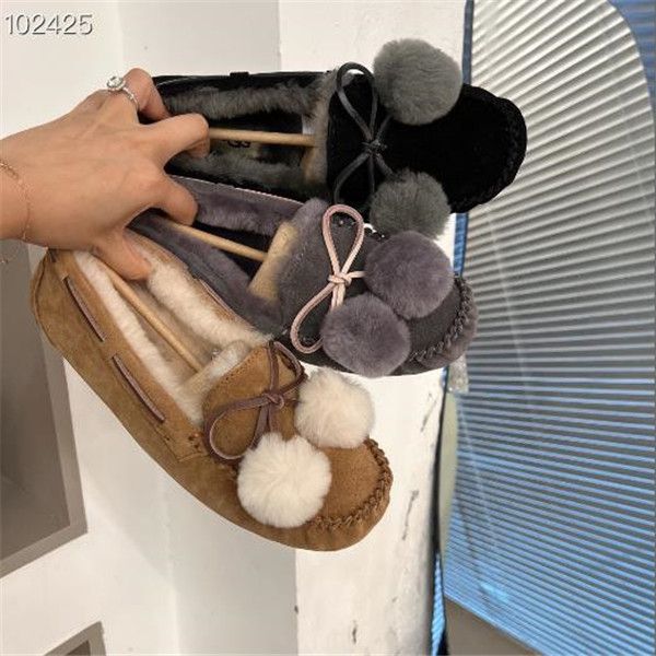 Stivali di cotone Scarpe singole invernali isolanti in peluche da donna australiane Stivali da neve mini tubo corto palla di pelo fondo piatto Scarpe da mamma incinta scarpe a punta tonda