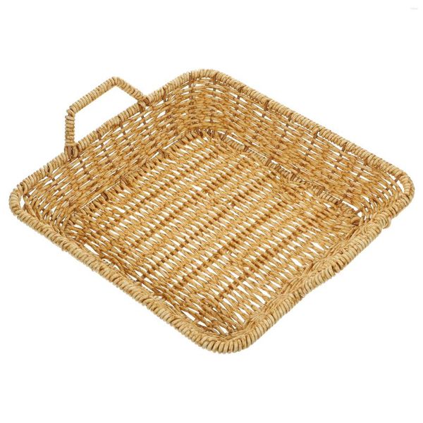 Placas cesta imitação rattan cesta doméstica multifuncional armazenamento tecelagem plástico tecido