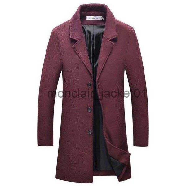 Casacos De Trench Masculinos 2023 Homens De Lã Mistura Casaco Outono Inverno Novo Casual Longo Blusão Jaqueta Masculina Cor Sólida Single Breasted Trench Coat Jaqueta J230920