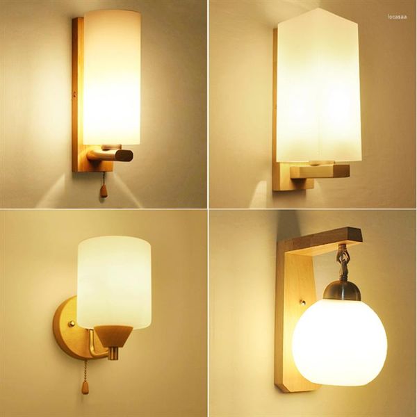 Настенный светильник, антикварная одиночная лампочка, деревянное стекло для гостиной, современный стиль, внутреннее освещение, светодиодная лестница