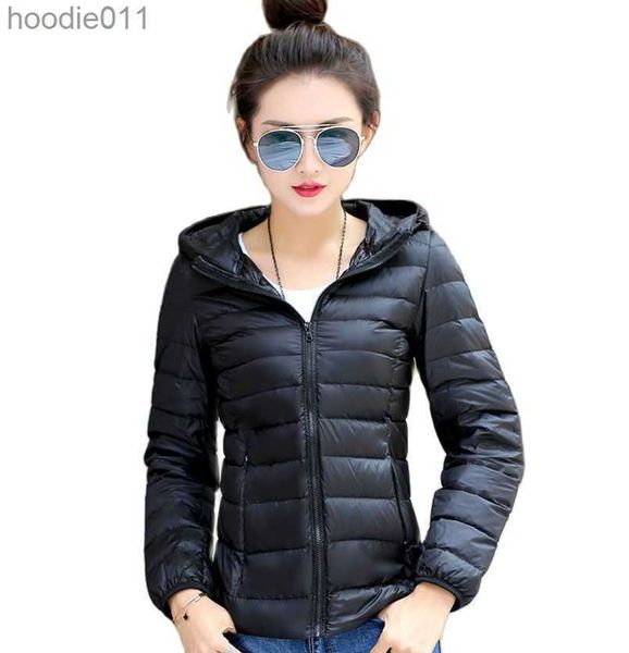 Mulheres para baixo parkas mulheres leve inverno para baixo jaqueta acolchoada com capuz meninas qualidade puffer casacos 2023 outono inverno adolescente ultra leve para baixo jaquetas l230920