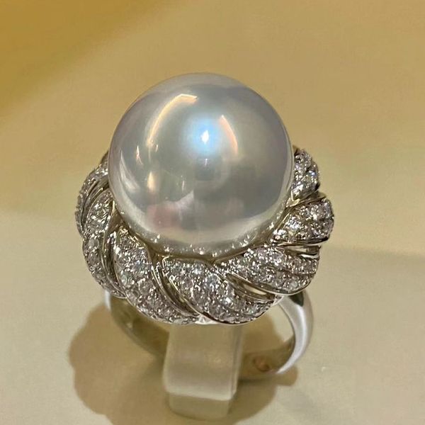 Anello da festa con zircone Big Pearl fatto a mano anelli da sposa per feste per feste per donne Regola di gioielli da fidanzamento da sposa
