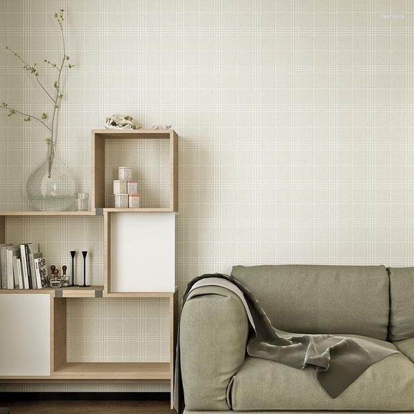 Wallpapers simples pérola listra verificação não tecido papel de parede estilo moderno cor lisa quarto sala de estar jantar el w132