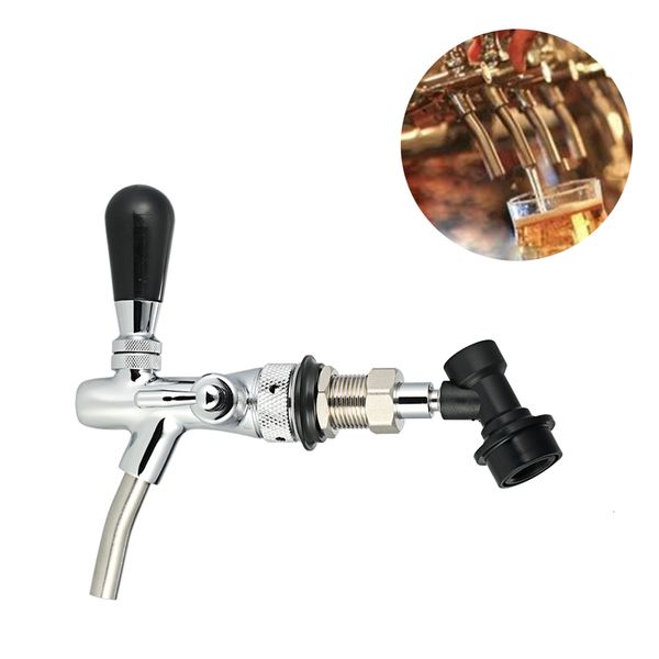 Ferramentas de barra G5/8 Shank Cerveja Tap Fluxos Ajustáveis Chrome Long Stem Home Brew Keg com Bola Boba Palha Bloqueio Desconectado 230920