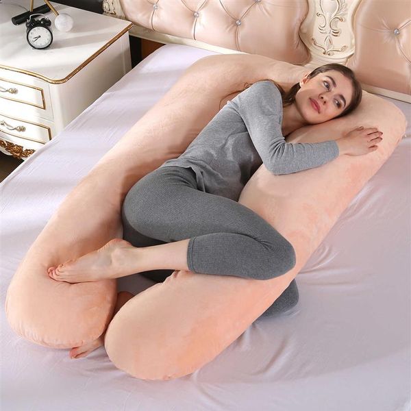 Подушка для сна для беременных женщин, плюшевая наволочка для тела, U-образные подушки для беременных, боковые шпалы для беременных 2108312191