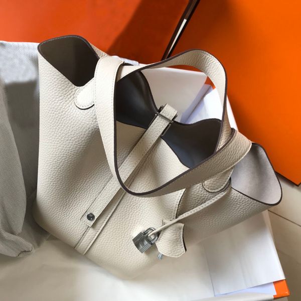 5a moda couro real novos sacos de ombro balde bolsa de compras feminina designer bolsas de alta qualidade com lock2024