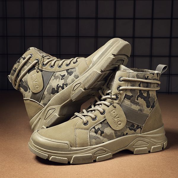 Stivali Stivali militari autunnali da uomo Stivali da deserto mimetici Sneakers alte Scarpe da lavoro antiscivolo da uomo Buty Robocze Meskie 230920