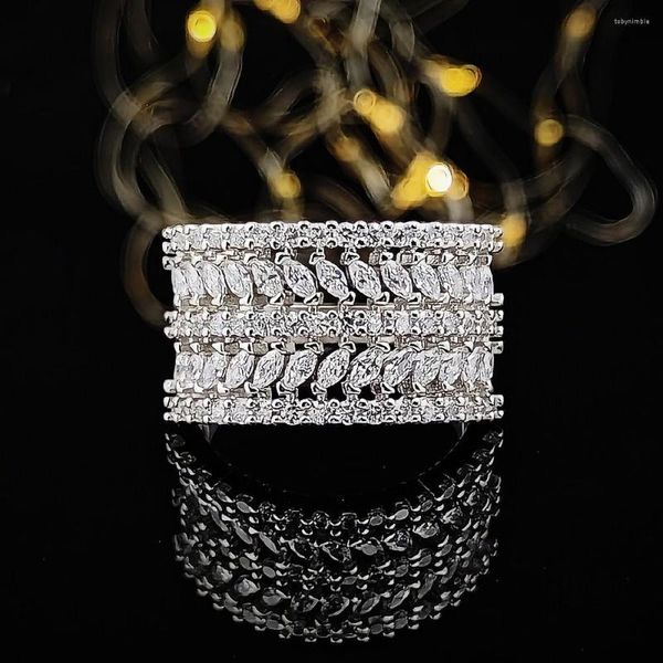Anéis de cluster 2023 na moda 925 prata esterlina marquise redonda eternidade banda anel para mulheres aniversário presente jóias atacado