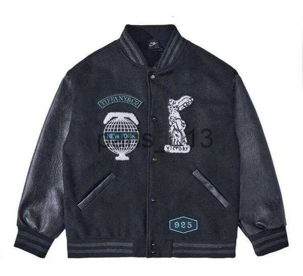 Giacche da uomo 2023SS giacche da baseball nere giacca da uomo firmata Tiffany manica in pelle cappotti da uomo New York 925 x0920