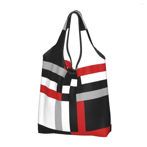 Alışveriş Çantaları Kawaii Geometrik Desen Tote Çanta Taşınabilir Soyut Stripes Renkli Marketler Alışveriş Omuz