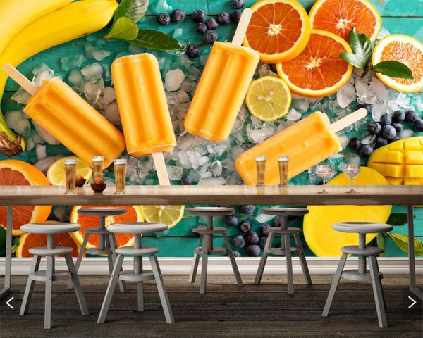 Tapeten Papel De Parede Süßigkeiten Eis Orange Obst Lebensmittel Po Tapete Restaurant Wohnzimmer Bar TV Sofa Wand Küche 3D Wandbild