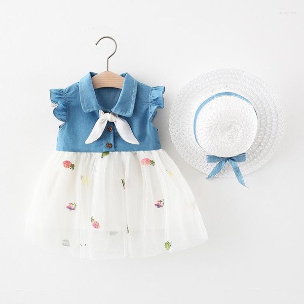 Mädchen Kleider Sommer Baby Mädchen Bogen Baumwolle Kinder Prinzessin Sonnenhut Geboren Spitze Party Kleid Strand Vestidos Kleinkind Kleidung