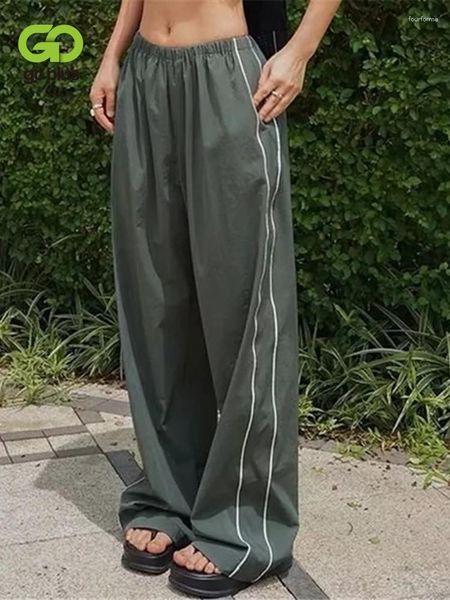 Женские брюки GOPLUS, женские черные, зеленые широкие брюки-карго, осень 2023, повседневные спортивные штаны в корейском стиле, Pantalon Baggy C60482