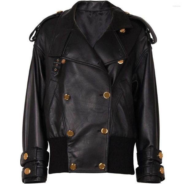 Женская кожаная двубортная куртка большого размера YOLOAgain, женская осенняя элегантная куртка 2023, женское пальто