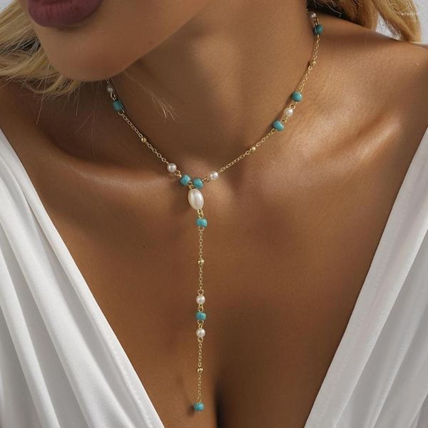 Anhänger Halsketten Böhmischen Stil Mode Imitation Perle Reis Perlen Halskette Für Frauen Trend Charme Damen Schmuck Großhandel