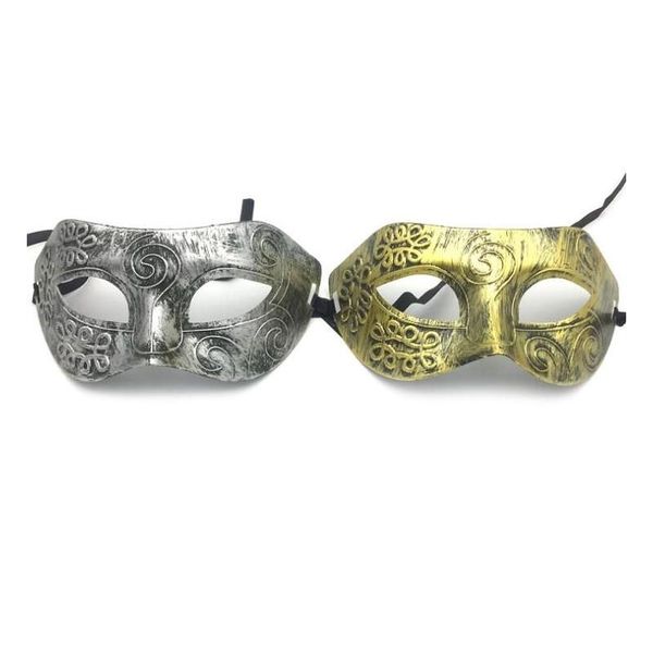 Máscaras de festa Adt Homens Retro Gladiador Romano Masquerade Vintage Máscara Carnaval Mens Halloween Traje Sier e Gold Sn1196 Drop Delivery Dhw5c