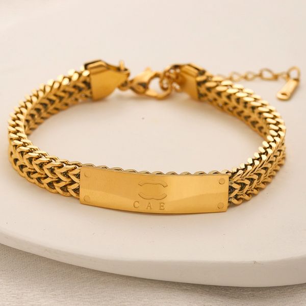 18 Karat vergoldetes Designer-Kettenarmband für Damen, herzkorrektes Markenlogo, Kreis, versilbert, modisches Edelstahl-Geschenk, luxuriöse Qualitätsgeschenke, Familienpaar