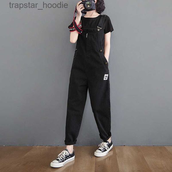 Dames Jumpsuits Rompertjes #1422 Lente Zomer Zwarte Denim Jumpsuits Dames Casual Denim Overalls Voor Dames Enkellange Jeans Jumpsuit Dames Rompertjes Los L230921