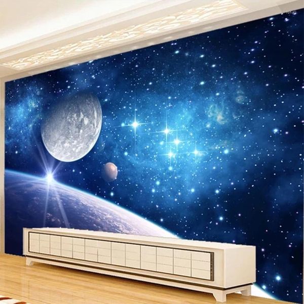 Wallpapers personalizado qualquer tamanho 3d belo universo espaço estrelado céu murais sala de estar quarto infantil pintura de parede