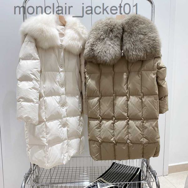 Mulheres Down Parkas High-end Down Coat Mulher Quente 90% Branco Ganso Down Coats com Real Grande Gola de Pele Marinha Gola Longa Jaqueta Feminina J230921