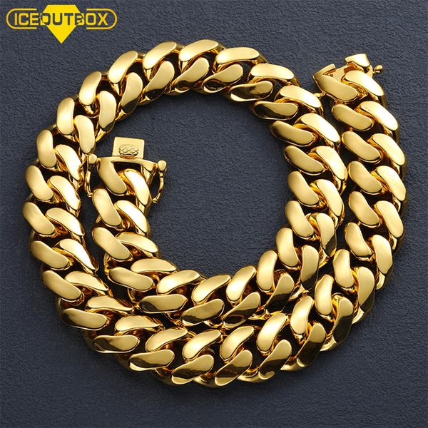 Chokers Hip Hop Schmuck 20mm schwere Luxus 18K echtes Gold plattiert benutzerdefinierte solide kubanische Miami kubanische Gliederkette Halskette für Männer Großhandel 230920