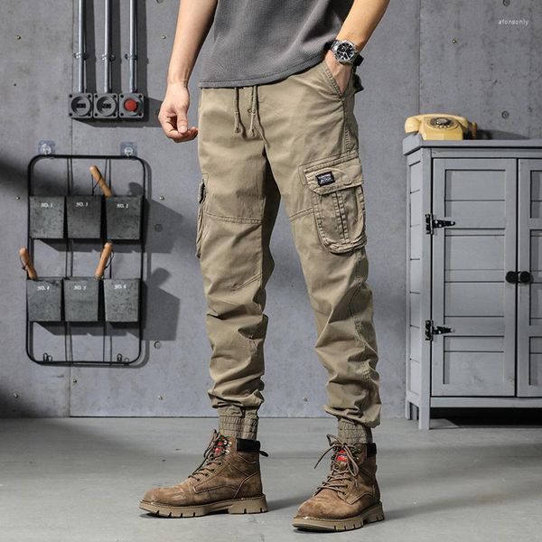 Calças masculinas carga tático clássico ao ar livre caminhadas trekking exército joggers calça militar multibolso casual cáqui