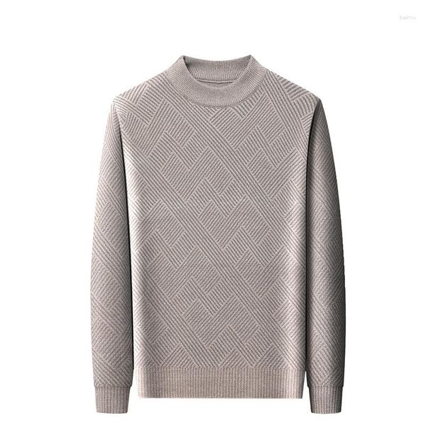 Suéter masculino meia gola alta imitação de veludo de vison suéter para outono e inverno bottoms 2023 bonito casual top quente