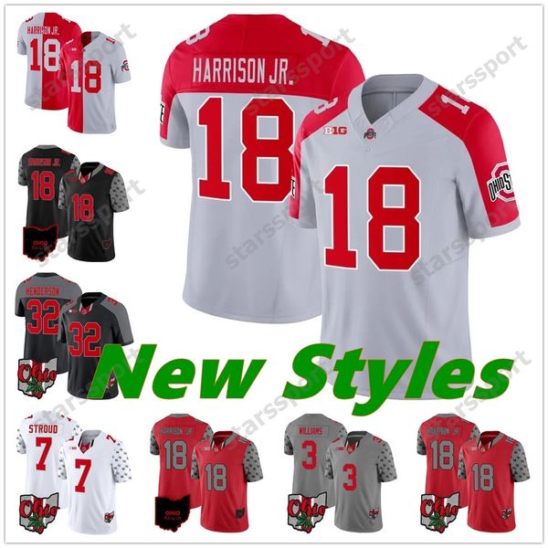 18 Maglia da football americano Marvin Harrison Special Buckeyes College Ohio State McCord Fleming Wilson Stroud Justin Fields 44 J.T. Tuimoloau Egbuka 2 Il giovane Olave George Bosa