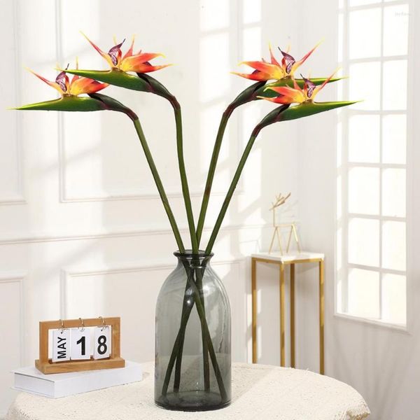 Flores decorativas artificial pássaro-do-paraíso plantas realista pássaro do paraíso decoração de casa para jardim de escritório