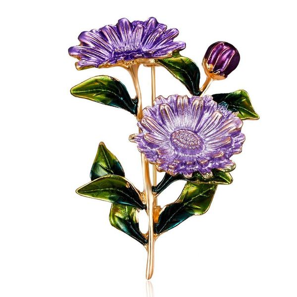 Pins Broches Charme Daisy Esmalte Pin Broche Flor Emblema Para Mulheres Dos Desenhos Animados Jóias Presente Rosa Amarelo Roxo Girassol Bouquet Cor Drop Dh3qt