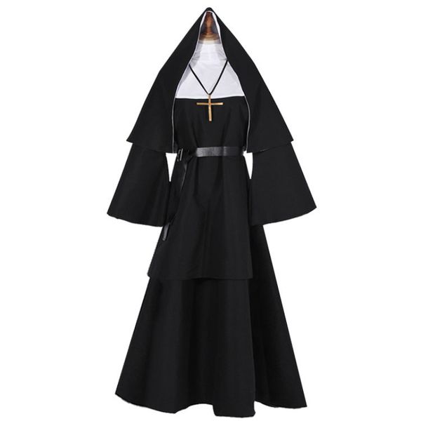 Kostümzubehör Das Nonne-Kostüm Horrorfilme Cosplay Cross Ghost Halloween-Kostüm The Conjuring Schwarzes Frauen-Halloween-Kostüm