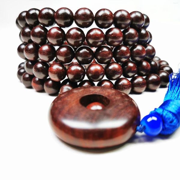 Collane con ciondolo maschio e femmina 108 piccole foglie di legno di sandalo rosso con perline di trasferimento Bracciale buddista con fondo in vetro da 10 mm Fango Goth