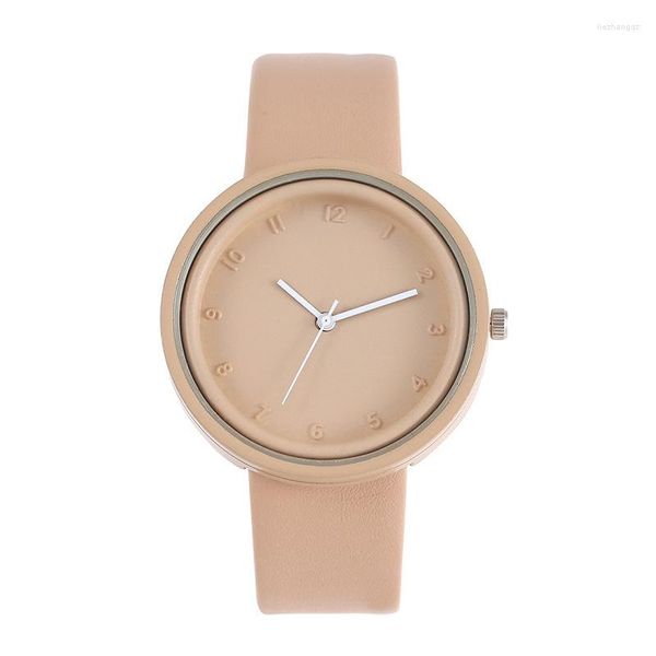 Wristwatches Fashion Round Shape Candy Color Girl And Boy Watches Stylish Cute Simple Student Watch