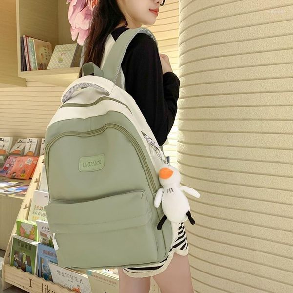 Школьные сумки 2023, модный нейлоновый женский рюкзак, женская дорожная сумка контрастного цвета, большая вместительная школьная сумка для студентов-подростков