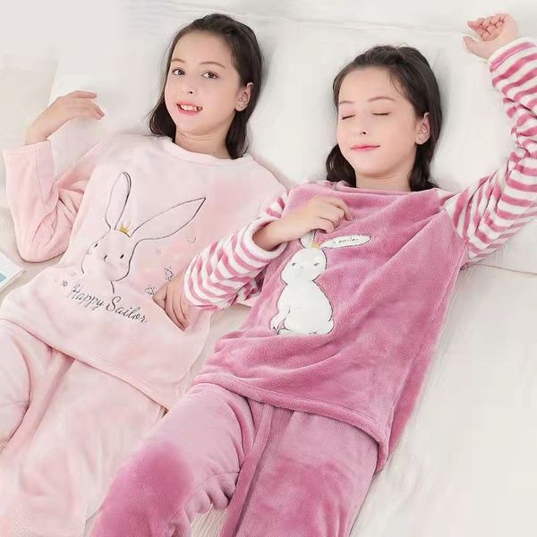 2023nuovi ragazzi ragazze pigiami set invernali flanella indumenti da notte bambini vestiti per la casa pigiami per bambini pigiami da notte pigiami adolescenti per 8 10 12 14 16T regalo di Natale