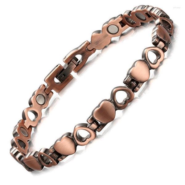 Link Armbänder Herzform Hohl Kupfer Farbe Armband Männer Frauen Gesundheit Magnetische Mode Energie Armreifen Paar Magnete Armband