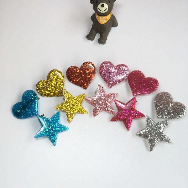 Abbigliamento per cani Carino stella / forma di cuore Accessori per capelli per toelettatura di animali domestici Clip per gatti in resina lucida con alligatore in metallo 11 colori