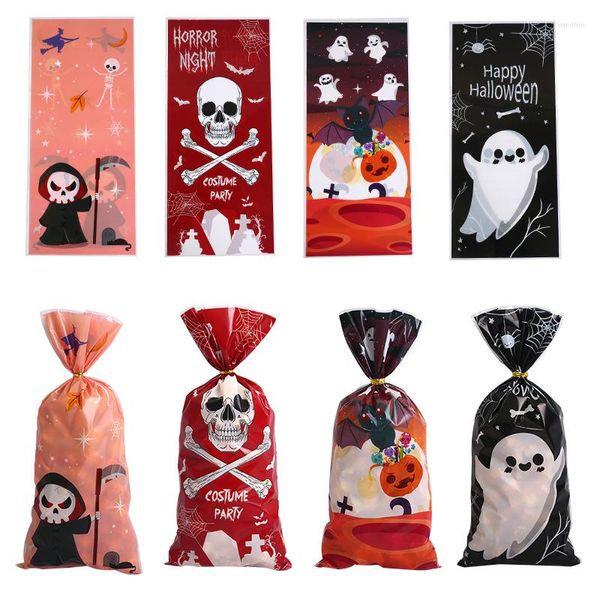 Envoltório de presente 50 / 25pcs Halloween Candy Bag Creative Party Show Decoração Biscoito Lanche Nougat Bat Abóbora Fantasma Bruxa Prick