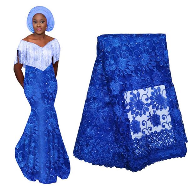 Afrikanischer nigerianischer Spitze Stoff für Hochzeit 2020 Brautschnüre Stoff Blau Lila Französisch Schweizer Spitzenstoff Ganz Bf0033273c