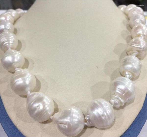 Catene Gioielli di moda Grandi 15-23 mm Bianche Insolite perle barocche Collana Chiusura a disco