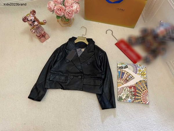 Tasarımcı Bebek Çift Kelime Kruvaze Moda Moda Çocuk Deri Ceket Boyutu 110-160 Cm Büyük Yakası Sonbahar Palto Erkek Kız Sep20