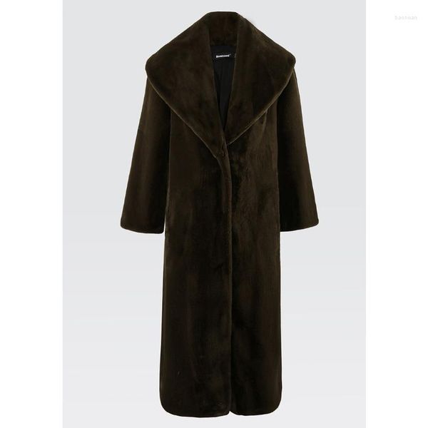 Pelliccia da donna 2023 Donna con telai Cappotto di pelliccia Autunno Inverno Lusso Elegante Chic Lungo spesso caldo Outwear Cappotto di visone tosato finto