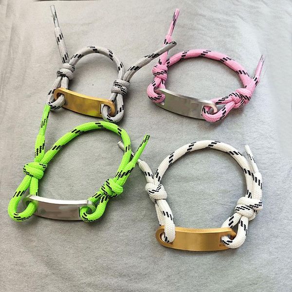 Link pulseiras rosa verde trançado corda pulseira para mulheres cadarços ajustável designer de luxo jóias punk streetwear