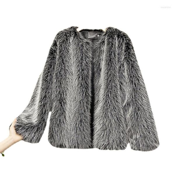 Casaco de pele falsa feminino preto jaqueta de pelúcia feminino 2023 em outerwears senhoras lã de cordeiro roupas femininas fofo