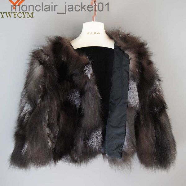 Mulheres de pele falsa pele venda quente mulheres real prata raposa casacos de pele inverno quente natural pele de raposa jaquetas senhora russa estilo curto genuíno pele de raposa outerwears j230921