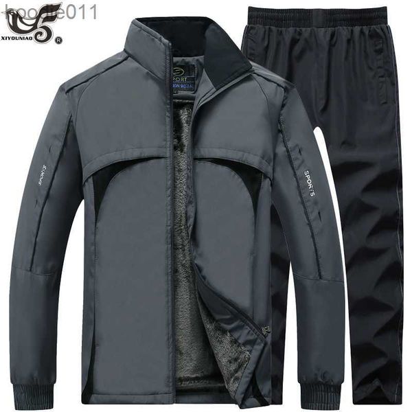 Herren-Trainingsanzüge, Winter-Trainingsanzüge, Herren-Sets, dicke Wolle, Liner-Jacken, Hosenanzug, Oberbekleidung, Kapuzenpullover, Sportbekleidung, Set für Herren, Sportanzüge L221