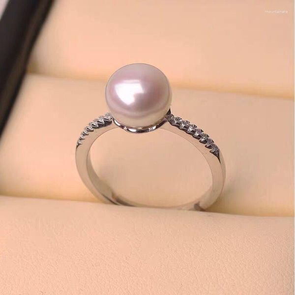 Anillos de racimo Joyería de perlas Anillo de agua dulce natural para mujeres Zircon Fiesta de boda fina Accesorios de cumpleaños Promoción de regalos