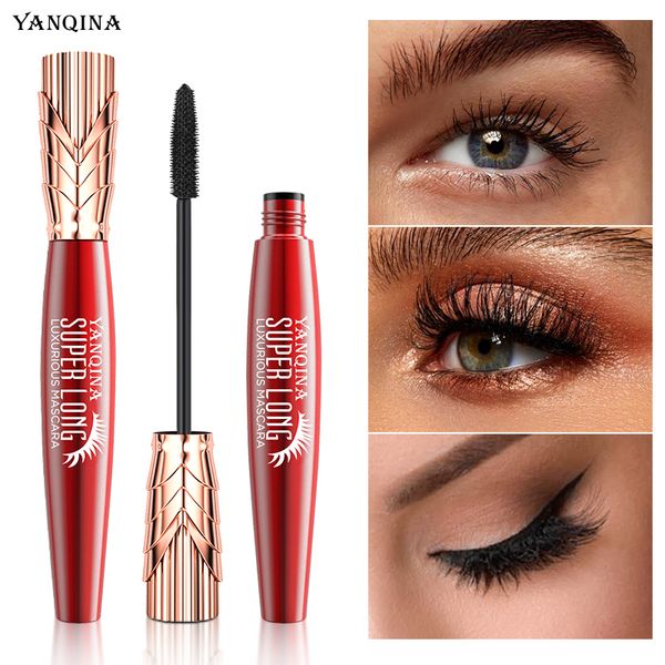 Lussuoso Crown Mascara Mascara lungo in fibra di seta 4D Mascara per ciglia a lunga durata 24H Mascara liquido spesso impermeabile a lunga durata 8g YANQINA